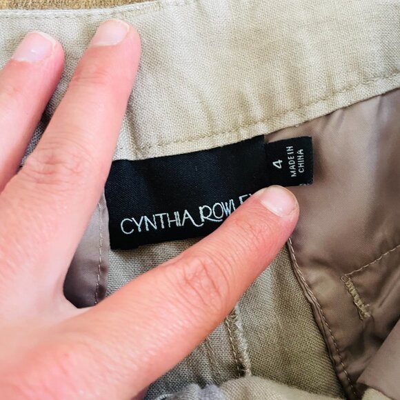 Cynthia Rowley Linen Shorts Size 4 | Tan Button-Front High Waist Summer Short - Picture 6 of 9